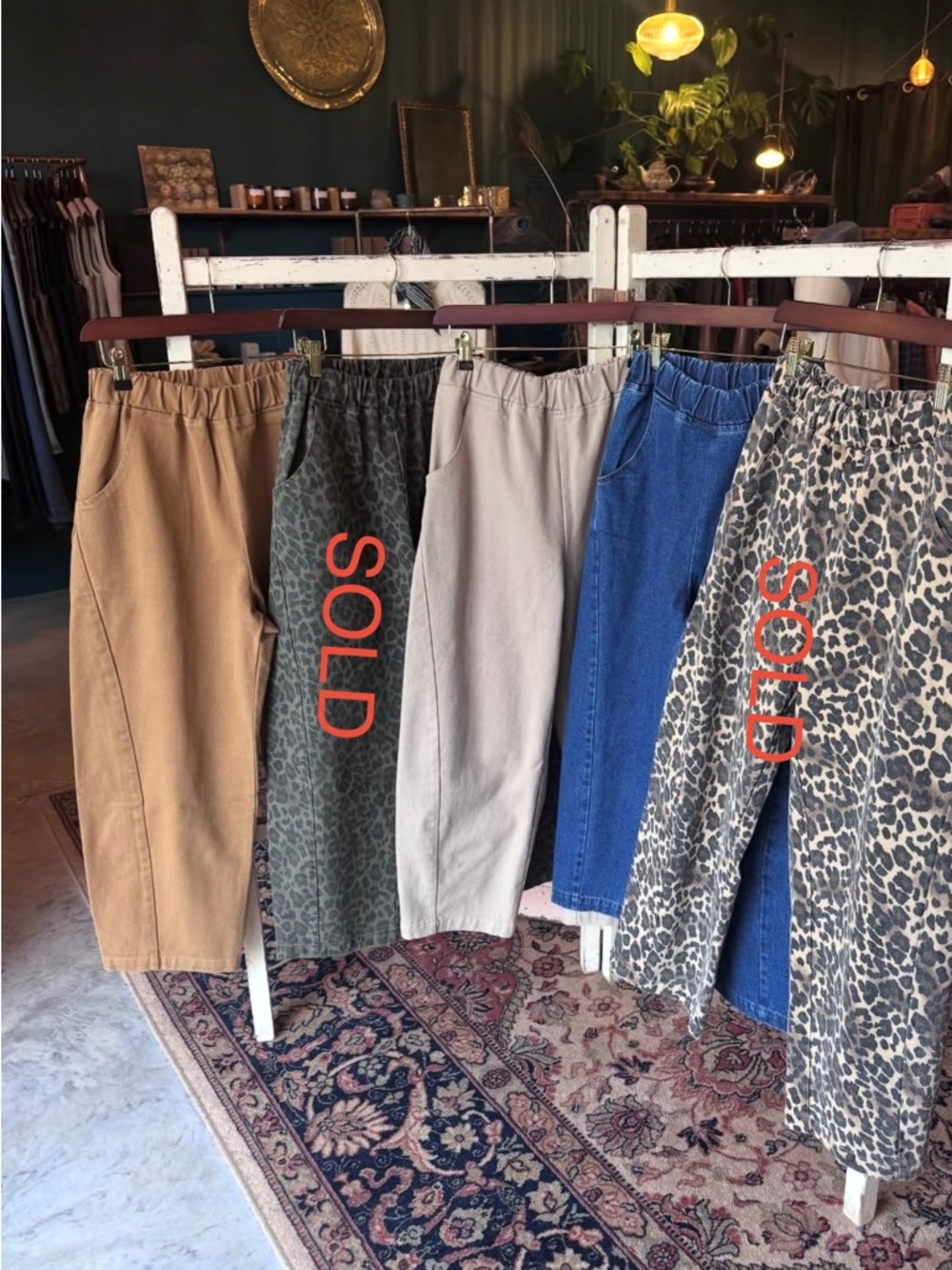 Casual Elastic-Waist Pants - Neutrals & Denim